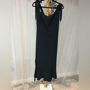 Black Tie-Strap Maxi Dress – Smocked Back | Size XL | NWT